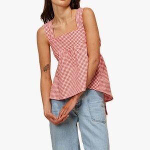Red Gingham Sleeveless Top